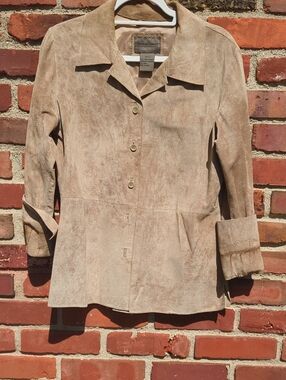 Brandon Thomas Light Tan Suede Button-Front Jacket
